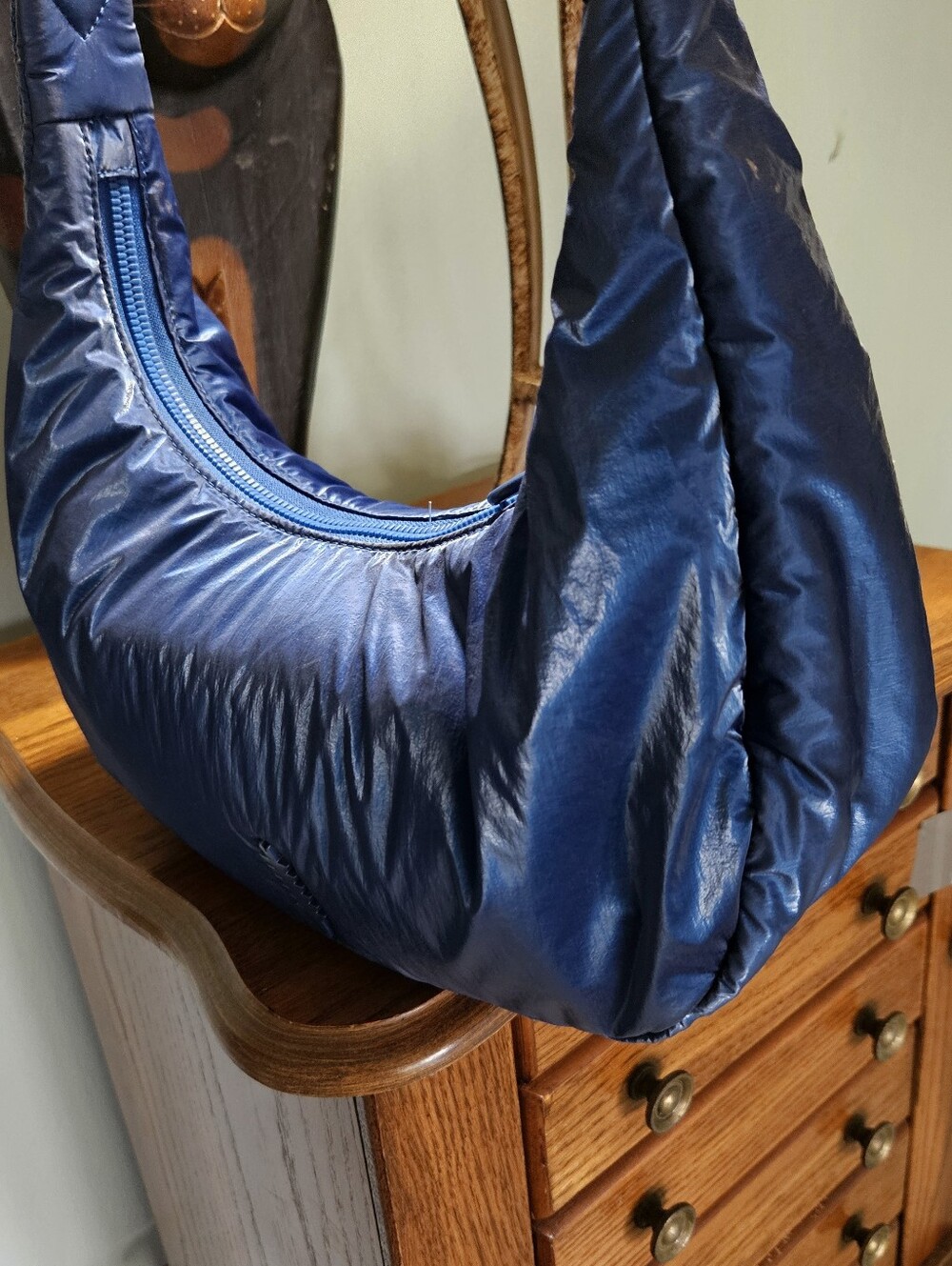 Thacker Parachute Handbag, Read Description, Blue Thacker Bag, Make Up Stains